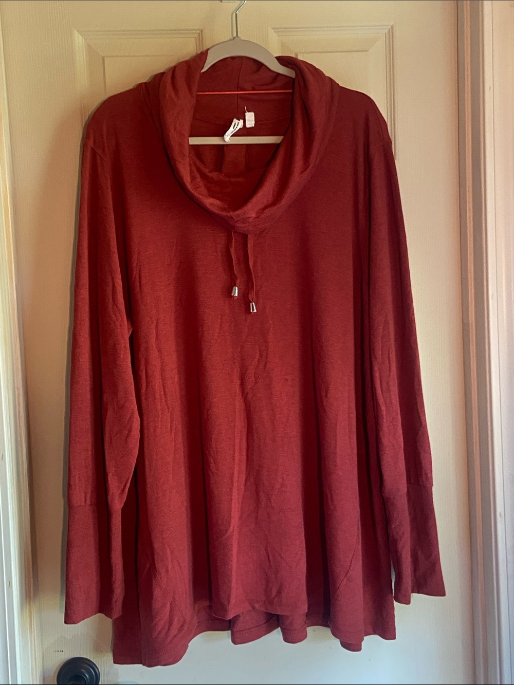 Cable & Gauge Brick Red Cowl Neck Long Sleeve Sweater